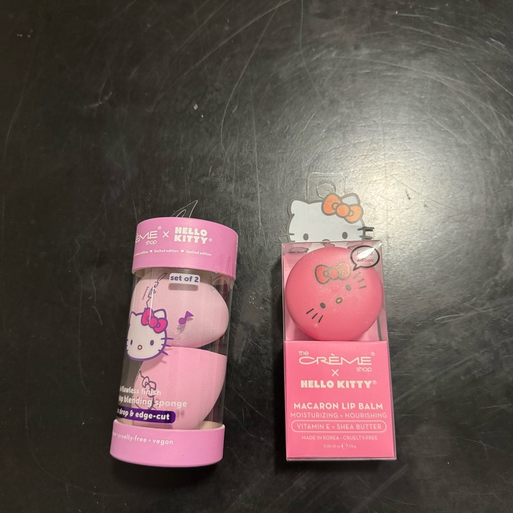 Set of Hello Kitty Makeup Sponges and Macaron Lip Balm